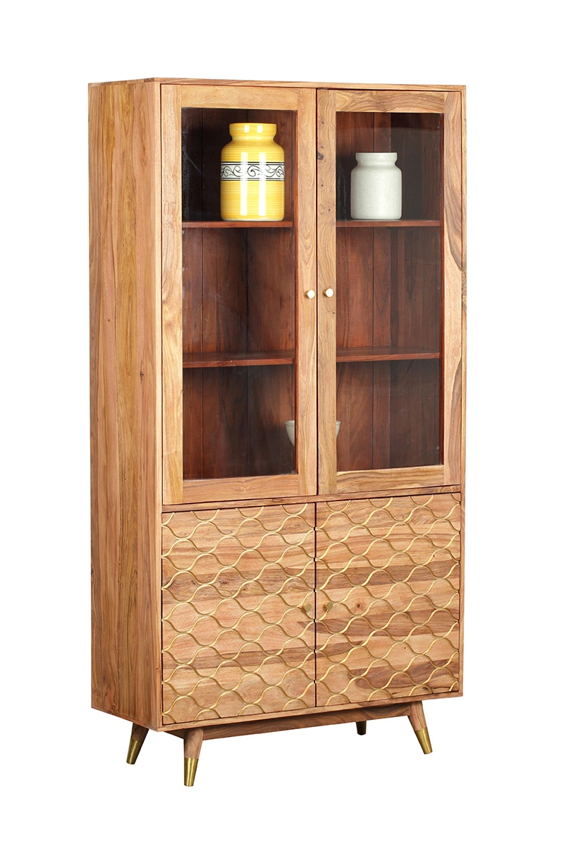 Display Cabinet with 4 doors in Sheesham Wood-JC-97162