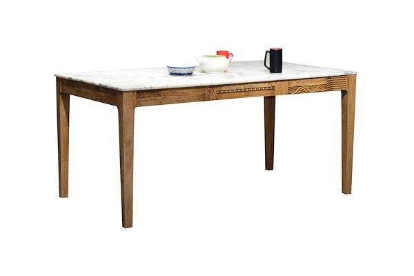 Dining Table with Marble Top and Mango Wood-JC-97475