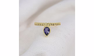 14K Gold Ring Iolite Studded Crown Ring Celestial Moon Gold Prong Semi Precious Inset Gemstone Gold Ring Everyday Ring Gift idea for Her