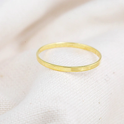 14K Solid Gold Dainty flat Ring Minimalist Delicate Light Weighted Tiny Plain Simple Unique Handmade Gold Unique Hippie Stacking Ring Thumb