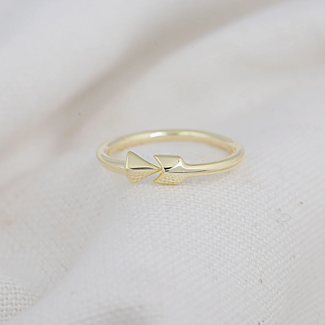 14K Solid Gold Plain Band Ring Handmade Charm Arrow Ring Knuckle Delicate Boho Wire Wrap Minimalist Gold Dainty Stacking Ring Gift for Her-11393030