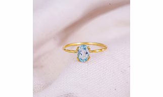 14K Solid Gold Blue Topaz Studded Crown Handmade Semi Precious Statement Stone Ring Dainty Minimal Statement Birthstone knuckle Thumb Ring