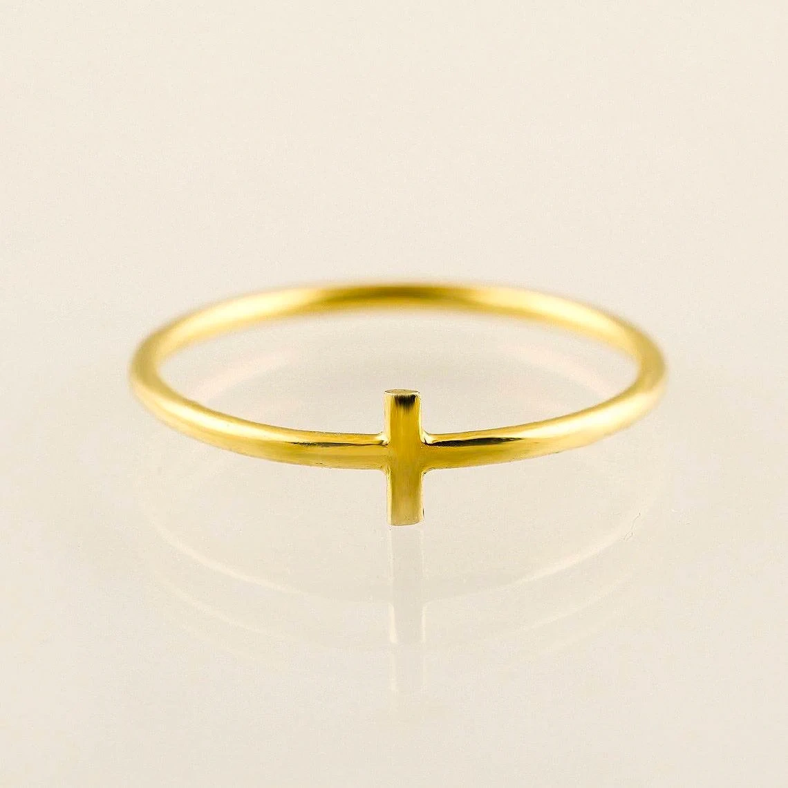 14K Solid Gold Thin Holy Cross Ring Stacking Dainty Ring Handmade Delicate  Small Cross Minimalist Ring Gold Unisex Ring Christian jewelry | Indian  Business Portal