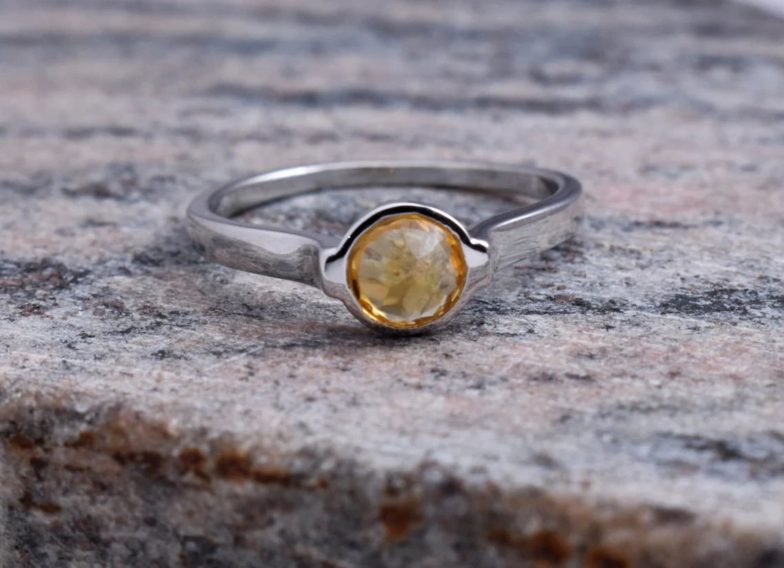 Upside Down Citrine Ring Renaissance Collection Gemstone Ring Organic Ring Semi Precious Stone Ring, Everyday Ring Designer Ring-10 3/4 US/Uk size – V-3