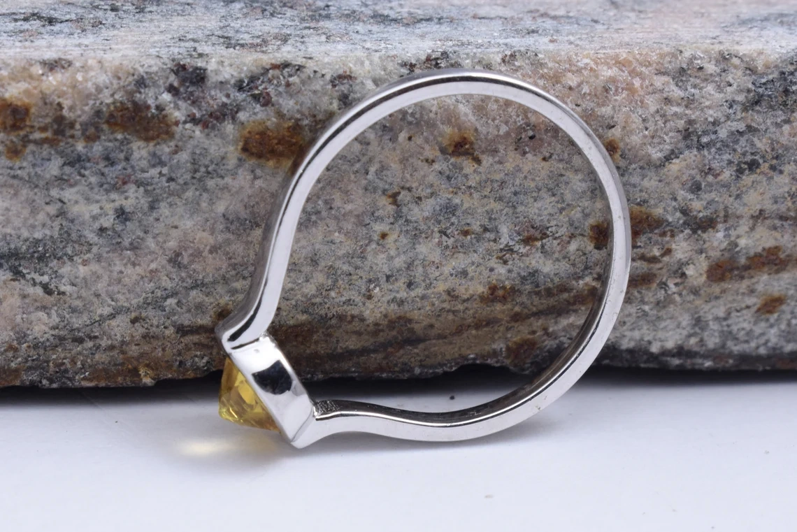 Upside Down Citrine Ring Renaissance Collection Gemstone Ring Organic Ring Semi Precious Stone Ring, Everyday Ring Designer Ring-10 3/4 US/Uk size – V-4