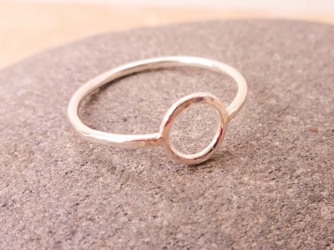 925. Sterling Silver Open Circle Ring Karma Silver ring Geometric Stacking Solid Circle Silver Modern Ring Eternity band Minimalist Jewelry-11397394