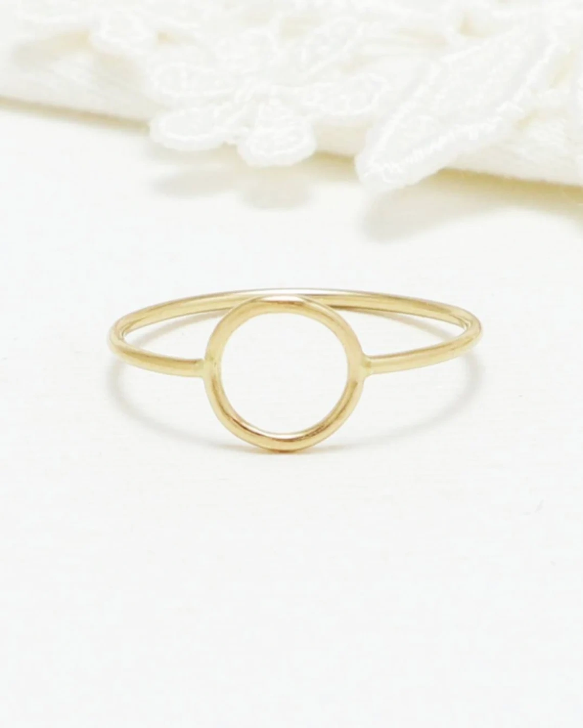 10K Solid Gold Plain Karma Ring Handmade Open Circle Geometric Stacking Ring Dainty Minimalist Statement knuckle Ring Skinny Eternal ring-11398154