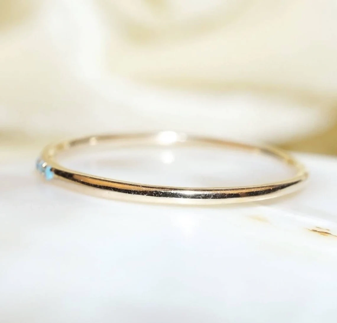 14K Solid Gold 1mm Turquoise Studded Dainty Ring Stacking Semi Precious Stone Minimalist Ring Inset Round Tiny handmade Unique Simple Ring-10 3/4 US/Uk size – V-5