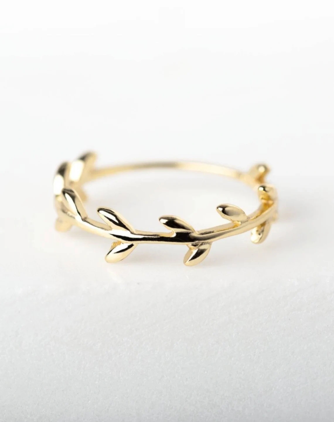 10K Solid Gold Tiny leaf Ring Handmade Delicate Stacking Branch Vine Ring Dainty Minimalist Statement Gold knuckle Skinny Bohu leaves Ring-11399738