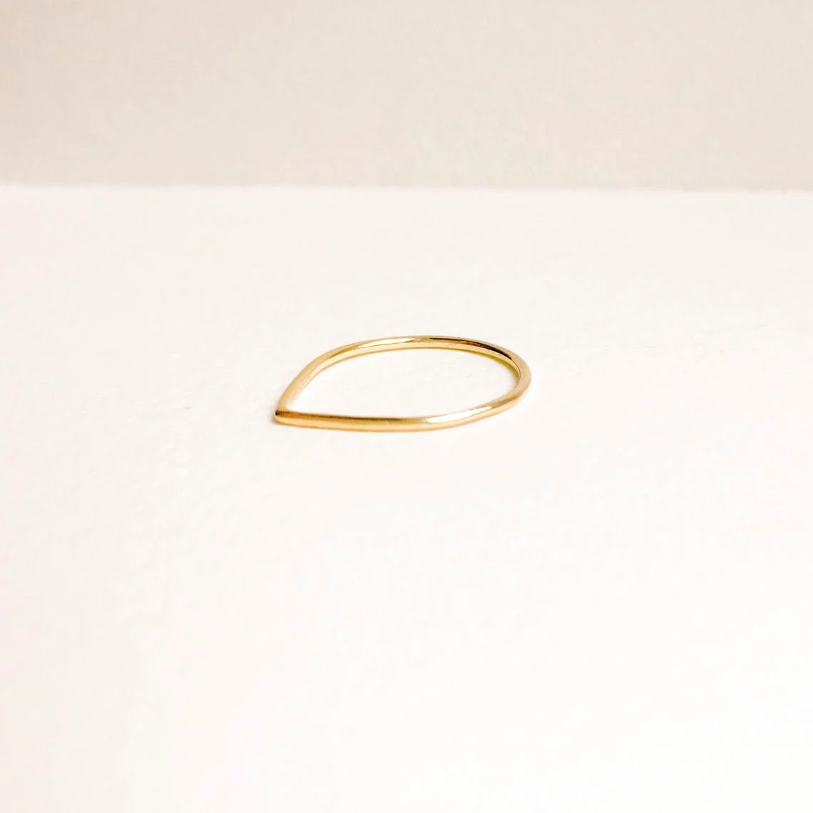 14K Solid Gold Thin Tear Drop Shape Ring Handmade Delicate Geometric Stacking Ring Dainty Minimalist Unique Gold knuckle Bohu Style Ring-10 3/4 US/Uk size – V-2