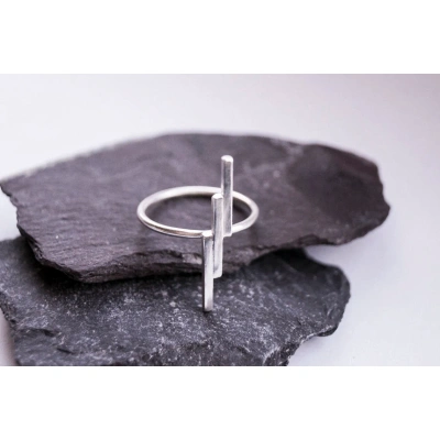 925 Sterling Silver Solid Long Lighting Bolt Zig Zag Ring Handmade Dainty Stacking Ring Silver Simple Minimalist Unique thunderbolt Ring