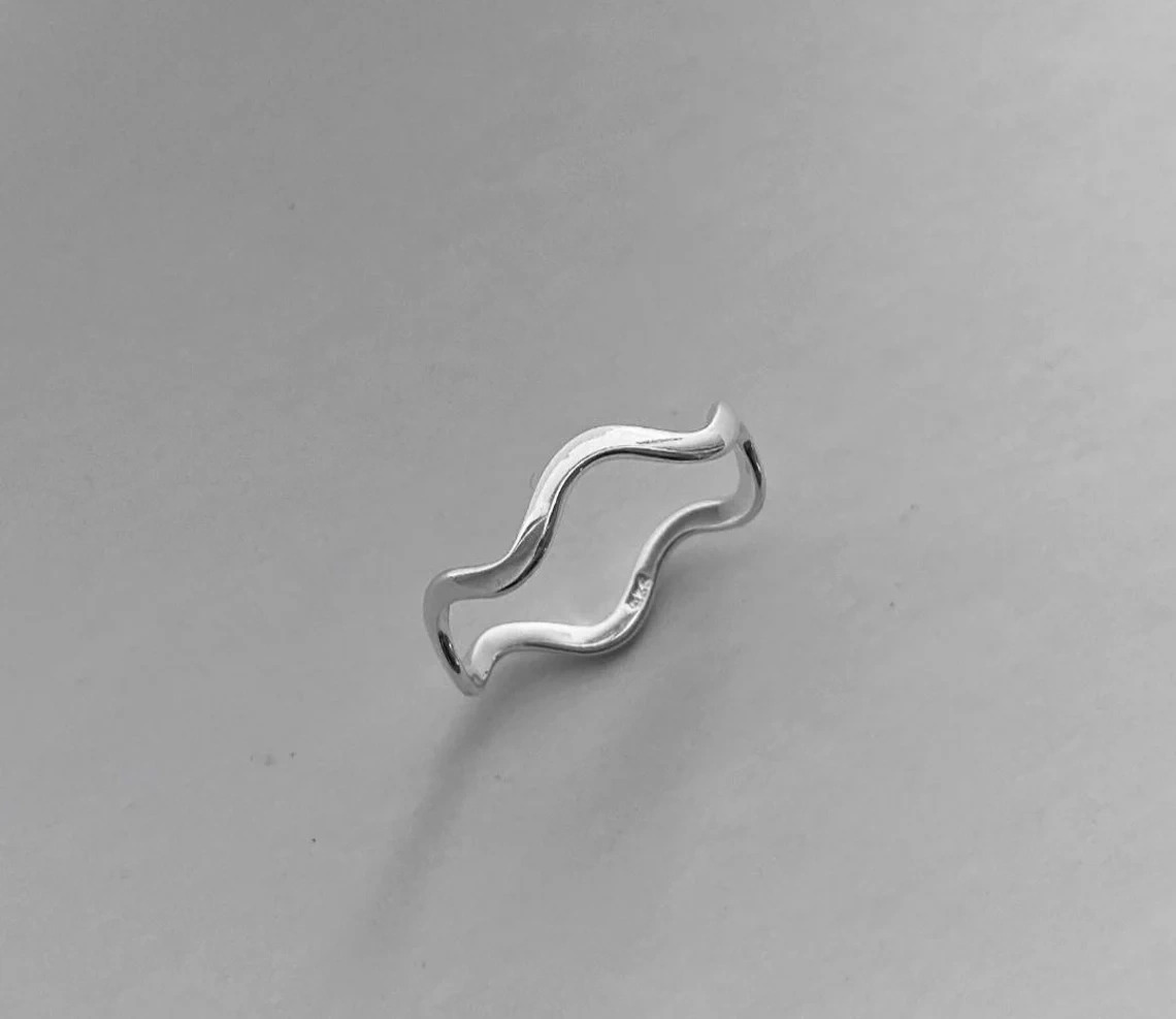 925 Sterling Silver Solid Skinny Zig Zag Wave Ring Handmade Dainty Stacking Ring Silver Simple Minimalistic Jewelry Unique Wavy Beach Ring-11400746