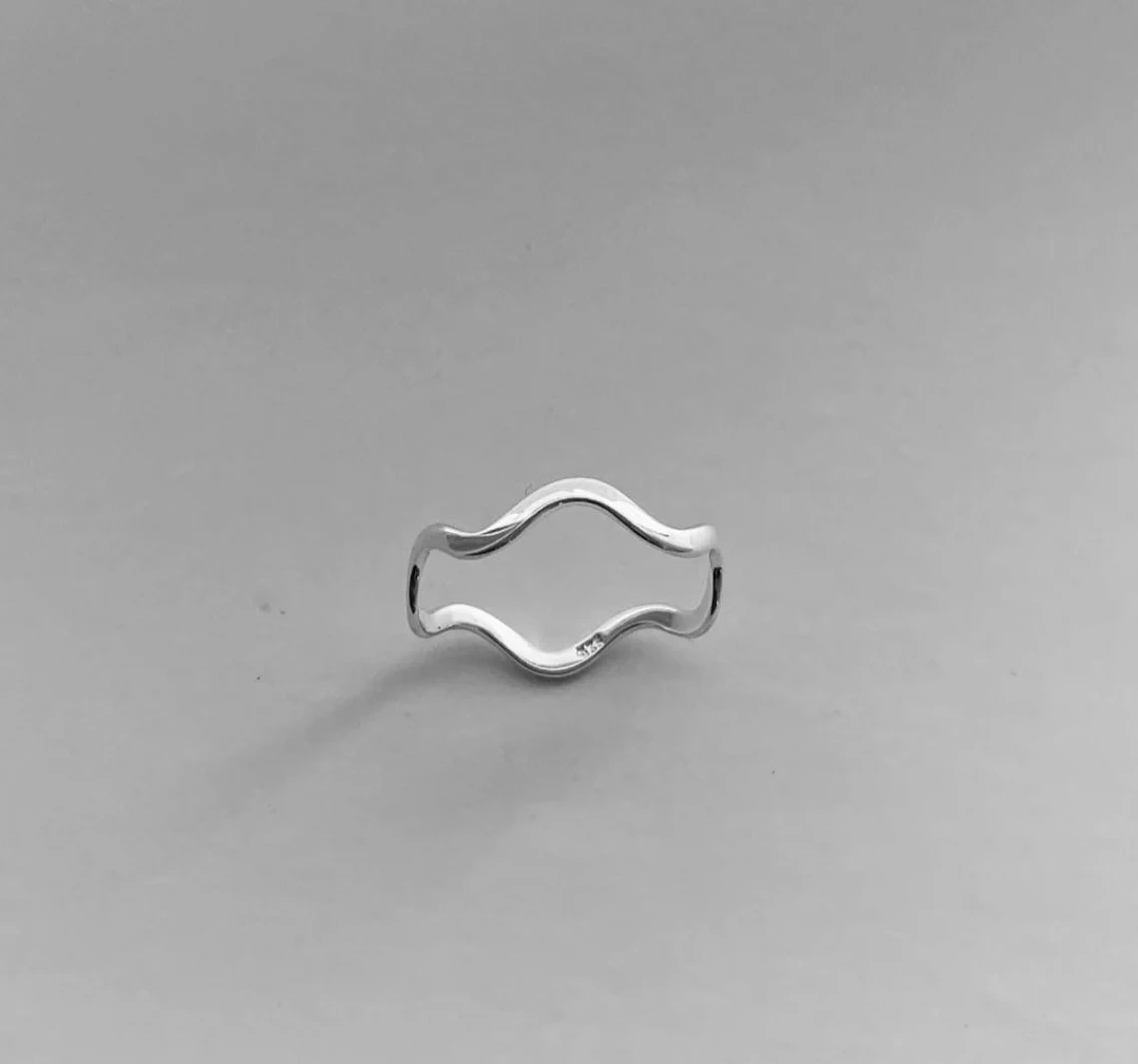 925 Sterling Silver Solid Skinny Zig Zag Wave Ring Handmade Dainty Stacking Ring Silver Simple Minimalistic Jewelry Unique Wavy Beach Ring-10 3/4 US/Uk size – V-4