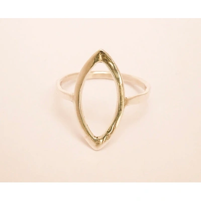 925 Sterling Silver Solid Marquoise Shape Ring Handmade Delicate Open Geometric Dainty Stacking Ring Silver Simple Minimalist Unisex Ring