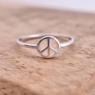 925 Sterling Silver Peace Ring Silver Unique Retro ring Geometric Stacking Solid Silver Hippie Modern Ring Minimalist Unisex peace ring