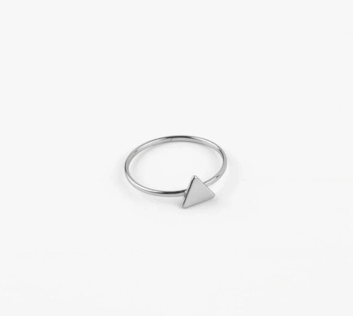 925 Sterling Silver Solid Tiny Triangle Geometric Ring Handmade Dainty Stacking Silver Simple Ring Minimalist Design Jewelry Boho Chic ring-11401760