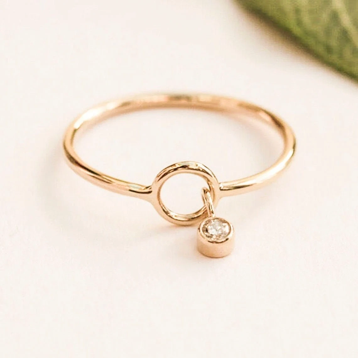 10K Gold Round Crystal Skinny Karma Charm Dainty Ring Handmade Minimalist Style Stacking Knuckle ring Gemstone Statement Women Wedding Ring-11402016