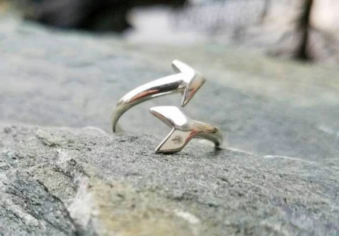 925 Sterling Solid Silver Bypass Adjustable Simple Skinny Arrow Wrapped Minimalist Ring Handmade Unique Style Dainty Stacking Open Ring-11402178