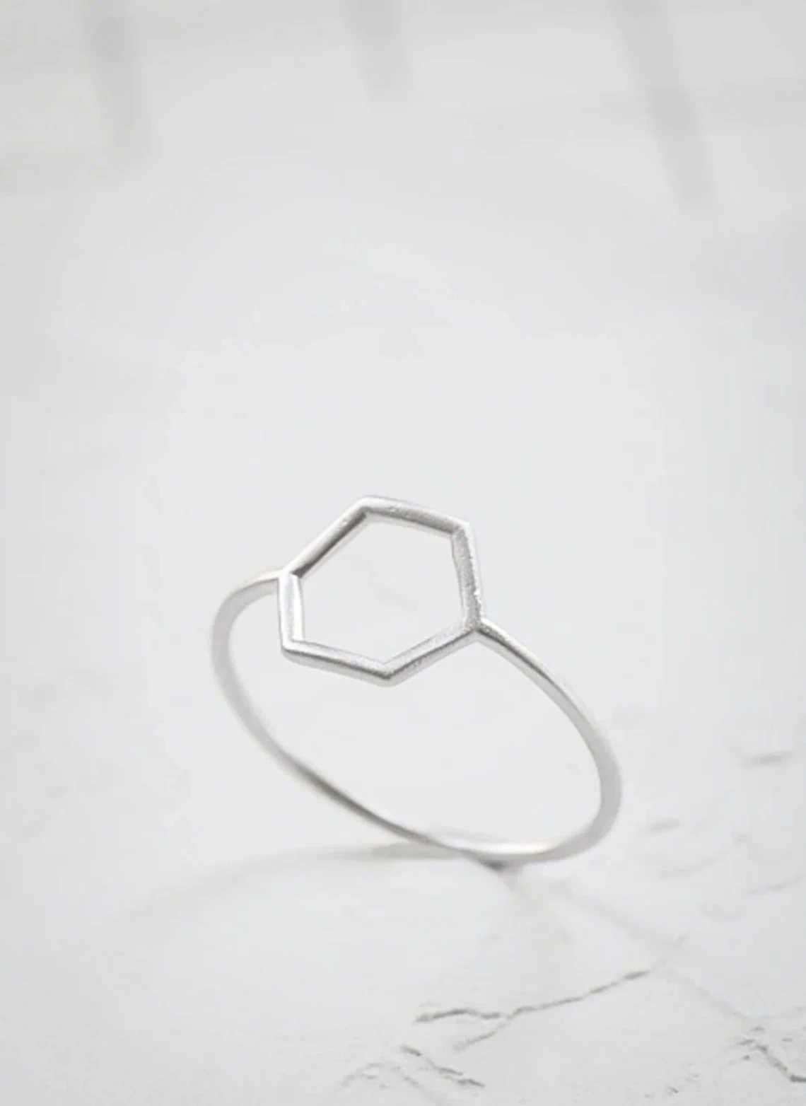 925 Sterling Silver Solid Hollow Open Hexagon Ring Handmade Delicate Dainty Stacking Geometric Contemporary Ring Simple Minimalist Jewelry-11402252