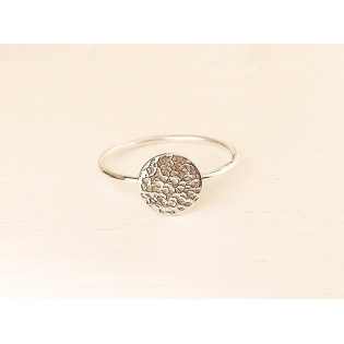 925. Sterling Silver Hammered Disc Ring Handmade Textured Eco Silver Dainty Stacking Coin Ring Minimalist Jewelry Silver Geometric Ring