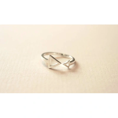 925 Sterling Silver Double Uneven Triangular Adjustable Simple Skinny Wrap Minimalist Ring Handmade Unique Style Dainty Stacking Open Ring