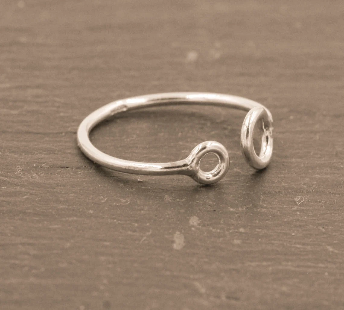 925 Sterling Silver Open Circle Design Adjustable Size Dainty Ring Suitable for Any size Minimalist Geometric Design Handmade Silver Ring-10 3/4 US/Uk size – V-2