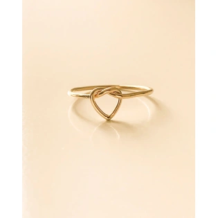 14K Solid Gold Thin Unique Heart Knot Skinny Ring Handmade Plain Stacking Modern Dainty Ring Minimalist Geometric Statement Wedding Ring