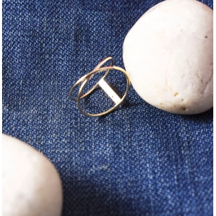 14K Solid Gold Split Shank Wire Ring Stacking Dainty Minimalist Handmade Ring Geometric Modern Double Band Delicate Unisex Cocktail Ring