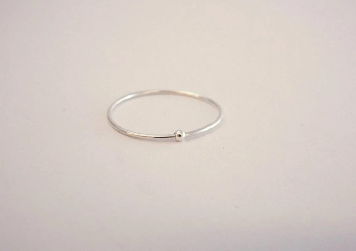 925 Sterling Silver Solid Anxiety Fidget Spinner Ring Handmade Dainty Stacking Silver Delicate Ring Boho Style Jewelry Unique Skinny ring-10 3/4 US/Uk size – V-1