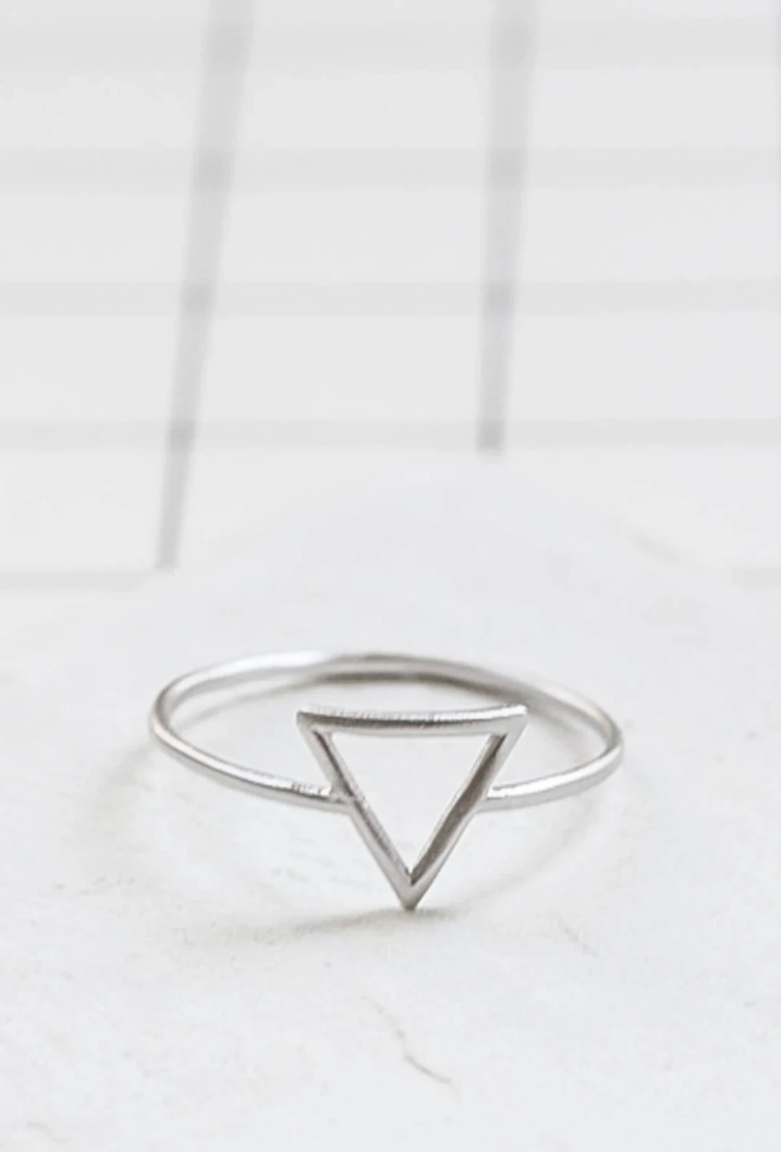 925 Sterling Silver Solid Hollow Open Triangle Ring Handmade Delicate Dainty Stacking Geometric Contemporary Ring Simple Minimalist Jewelry-10 3/4 US/Uk size – V-1