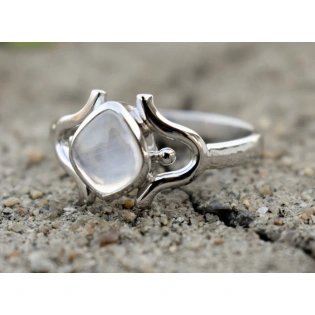 Natural Moonstone Studded Hand Carved Silver Ring , Gemstone Ring, Square Cabochon Stone Ring, Semi Precious Stone, Bezel Set Ring