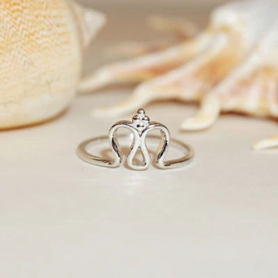 925 Sterling Silver Seashore - Marine ring, M Shaped Ring Midi Ring, Boho Ring, Gift for Her, Teenager Ring