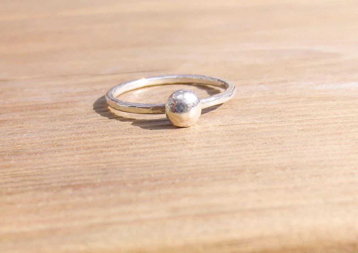 925 Sterling Silver Solid Pebble Ring bobble bead handmade Unisex Ring Unique Jewelry Delicate Dainty Minimalist Natural boho Stacking Ring-11415838