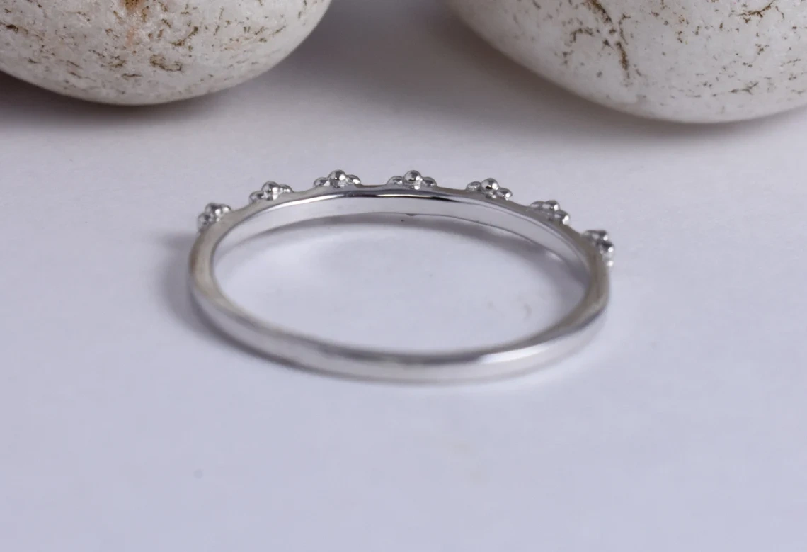 925 sterling silver charm Flower ring, Classy Silver Band, Everyday Use Ring, Thumb Ring Knuckle Ring, Handmade Ring, Gift for Her-10 3/4 US/Uk size – V-2