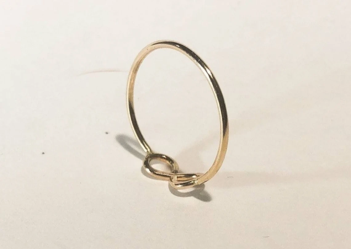 10K Solid Gold Thin Infinity Symbol Ring Handmade Stacking Dainty Avant garde Style Minimalist Ring Light Weighted Gold Delicate Unique Ring-10 3/4 US/Uk size – V-2