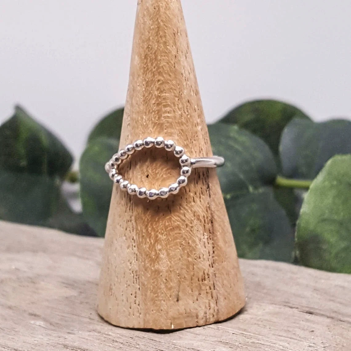 925 Solid Sterling Silver beaded Teardrop Shape Ring Handmade Unique Stacking Dottie Pear Shape Minimalist Ring Everyday Use Ring For Her-10 3/4 US/Uk size – V-3