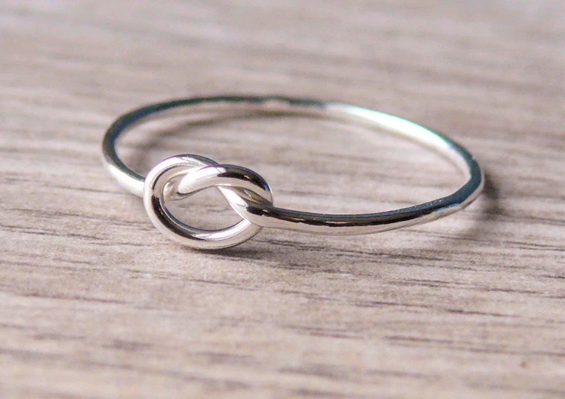 925 Sterling Silver knot Ring Handmade Tie the knot Infinity Dainty Ring Bridesmaid gift Stacking Statement Ring Silver Trendy Unisex Ring-11417706