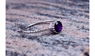 Natural Amethyst 925 Sterling Silver Ring, Renaissance Collection, Gemstone Coronet Ring, Semi Precious Stone Everyday Ring, Gift for Her