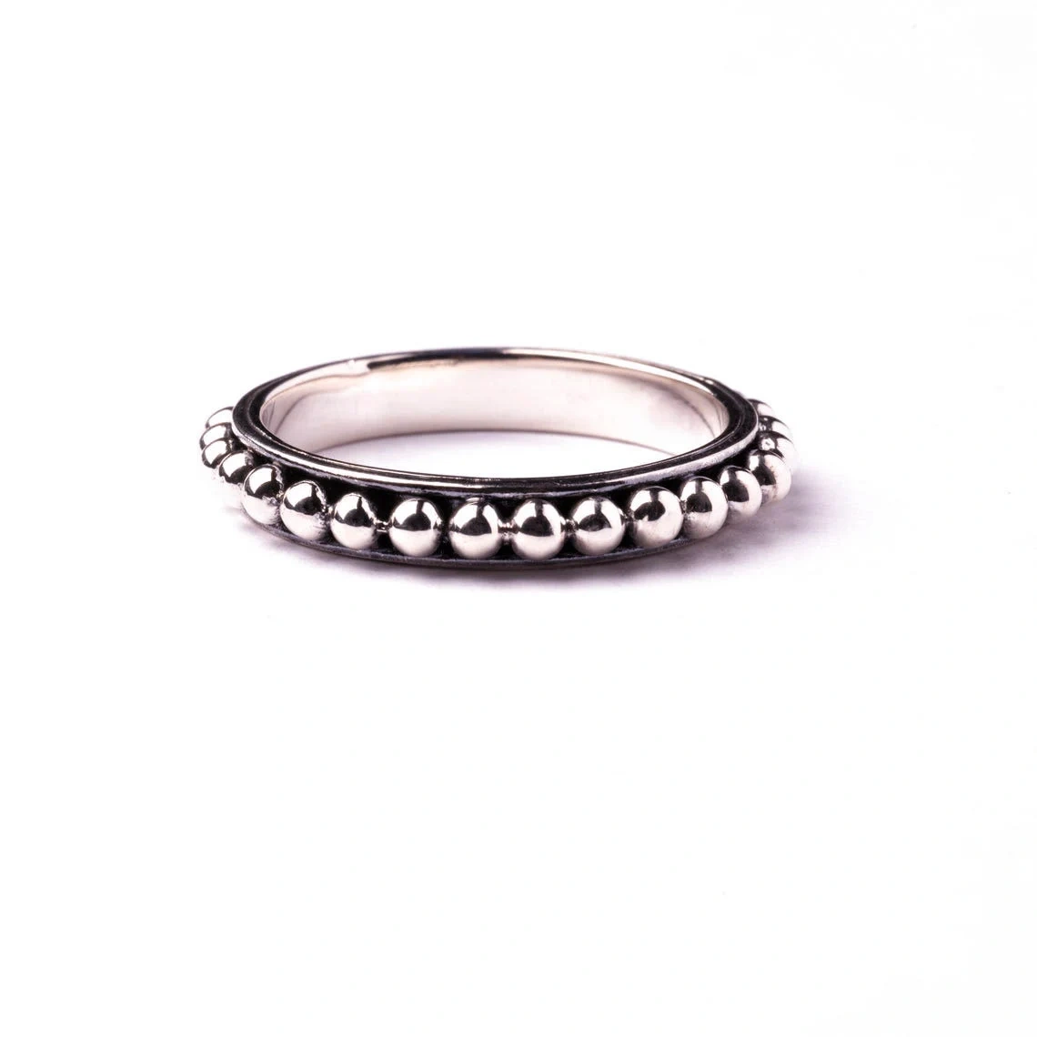 925 Solid Sterling Silver Oxidized Finish beaded Ring Handmade Unique Stacking Dottie Boho Hippie Style Jewelry Everyday Use Ring For Her-11419198