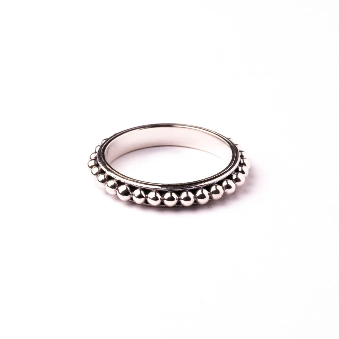 925 Solid Sterling Silver Oxidized Finish beaded Ring Handmade Unique Stacking Dottie Boho Hippie Style Jewelry Everyday Use Ring For Her-10 3/4 US/Uk size – V-1