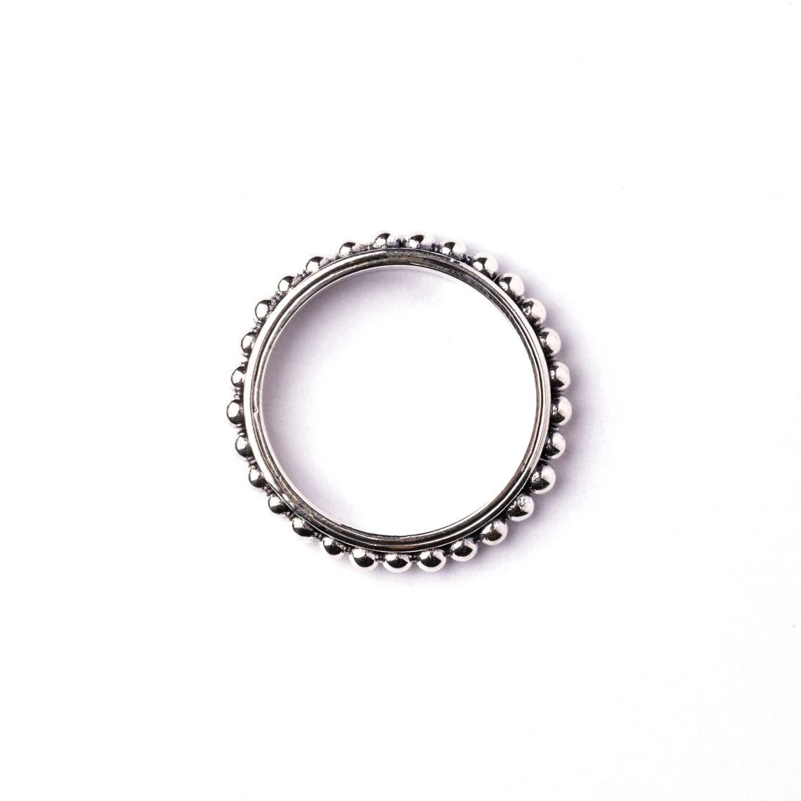 925 Solid Sterling Silver Oxidized Finish beaded Ring Handmade Unique Stacking Dottie Boho Hippie Style Jewelry Everyday Use Ring For Her-10 3/4 US/Uk size – V-2