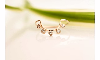 10K Solid Gold Tiny Round Crystal Curved U Shape Dainty Ring Handmade Minimalist Arch Stacking ring Semi Precious Gemstone Wedding Band