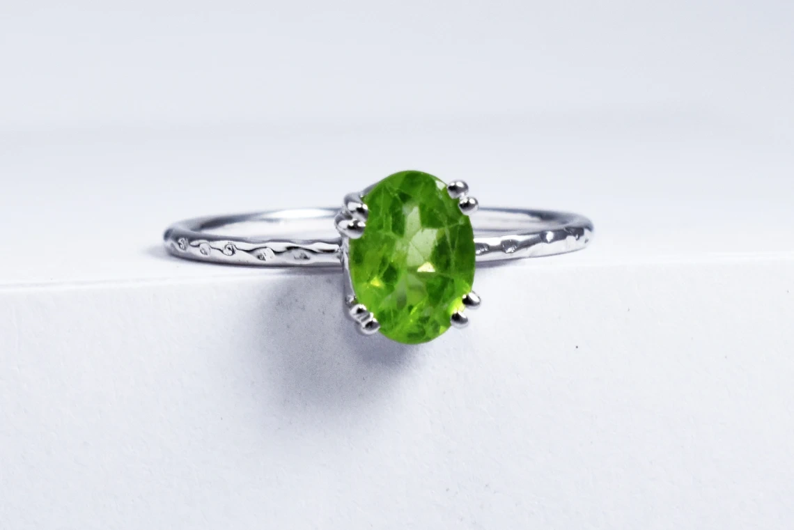 Peridot Ring Renaissance Collection Gemstone Ring Dainty Ring Semi Precious Stone Ring Everyday Ring Gift for Her-10 3/4 US/Uk size – V-1