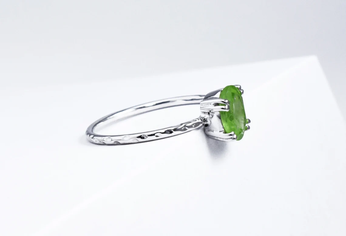 Peridot Ring Renaissance Collection Gemstone Ring Dainty Ring Semi Precious Stone Ring Everyday Ring Gift for Her-10 3/4 US/Uk size – V-2