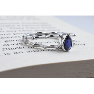 Iolite Sterling Silver Ring Back To School Collection Semi Precious Stone Studded,White Rhodium Plated Ring Gemstone Ring