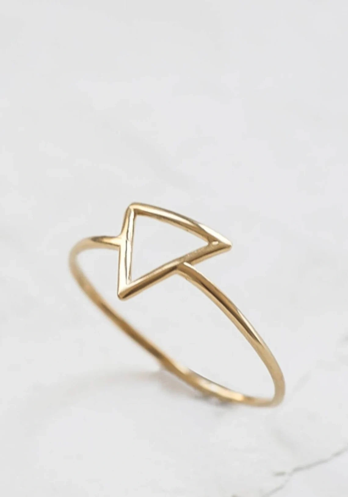 10K Solid Gold Tiny Hollow Triangle Ring Handmade Delicate Midi Geometric Stacking Ring Dainty Minimalist Statement Gold knuckle Bohu Ring-11424072