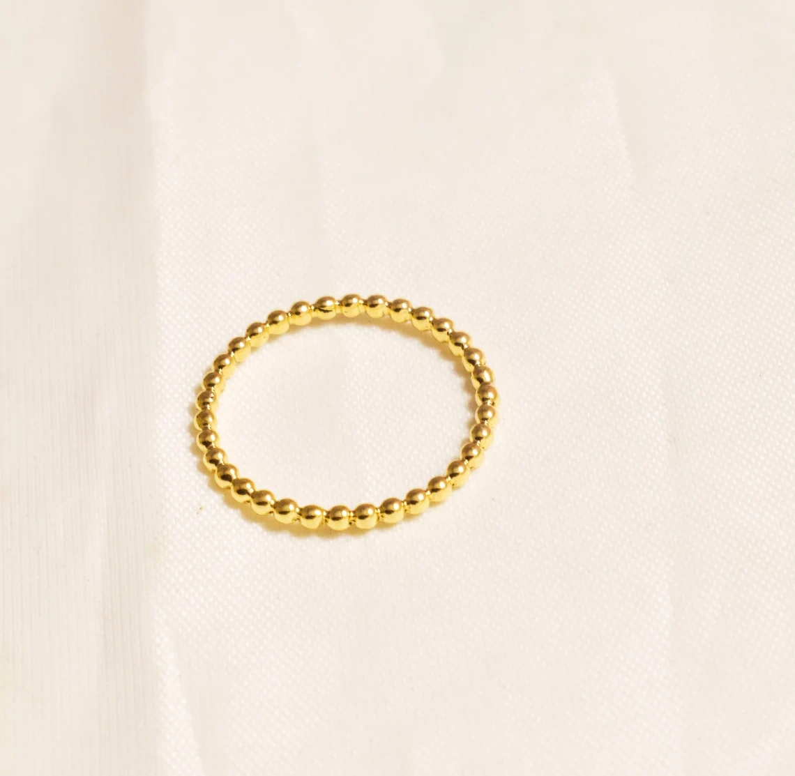 14K Solid Gold Full Bead Ring Stacking Dainty Minimalist 2mm Dot Light Weighted Simple Dottie Ring Handmade Eternity Bubble Ring Gift ForHer-11424916