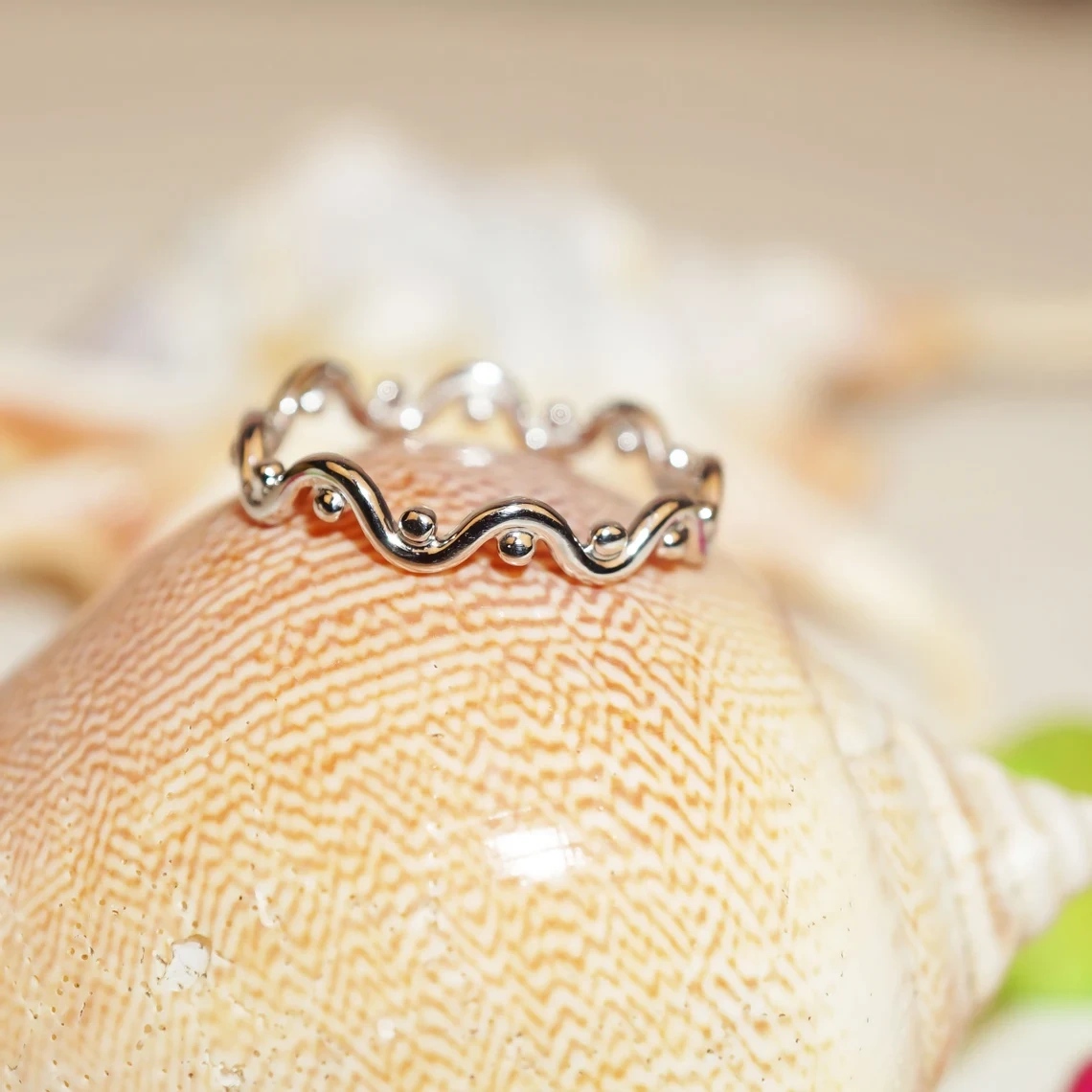 925 Sterling Silver Wavy Sea Shore Minimalist Ring, Knuckle Ring, Boho Ring, Solid Silver Ring Gift for Her, Gift Your Girl-10 3/4 US/Uk size – V-1