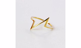 14K Solid Gold lighting Bolt Zig Zag Ring Handmade Plain Stacking Ring Modernist Dainty Stacking Minimalist Heart beat Pointy Statement Ring