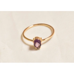 14k Solid Gold Pear Shape Faceted Amethyst Ring February birthstone Light Weighted Dainty Ring Handmade Gemstone Ring Gift for Her